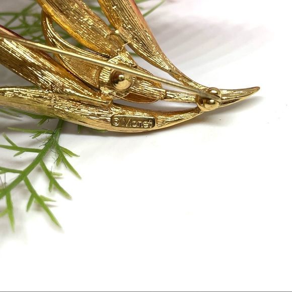 VINTAGE⚜️RARE MONET Wheat Brushed Golden Brooch - Picture 8 of 9